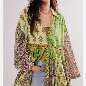 Free People green patterned mini dress